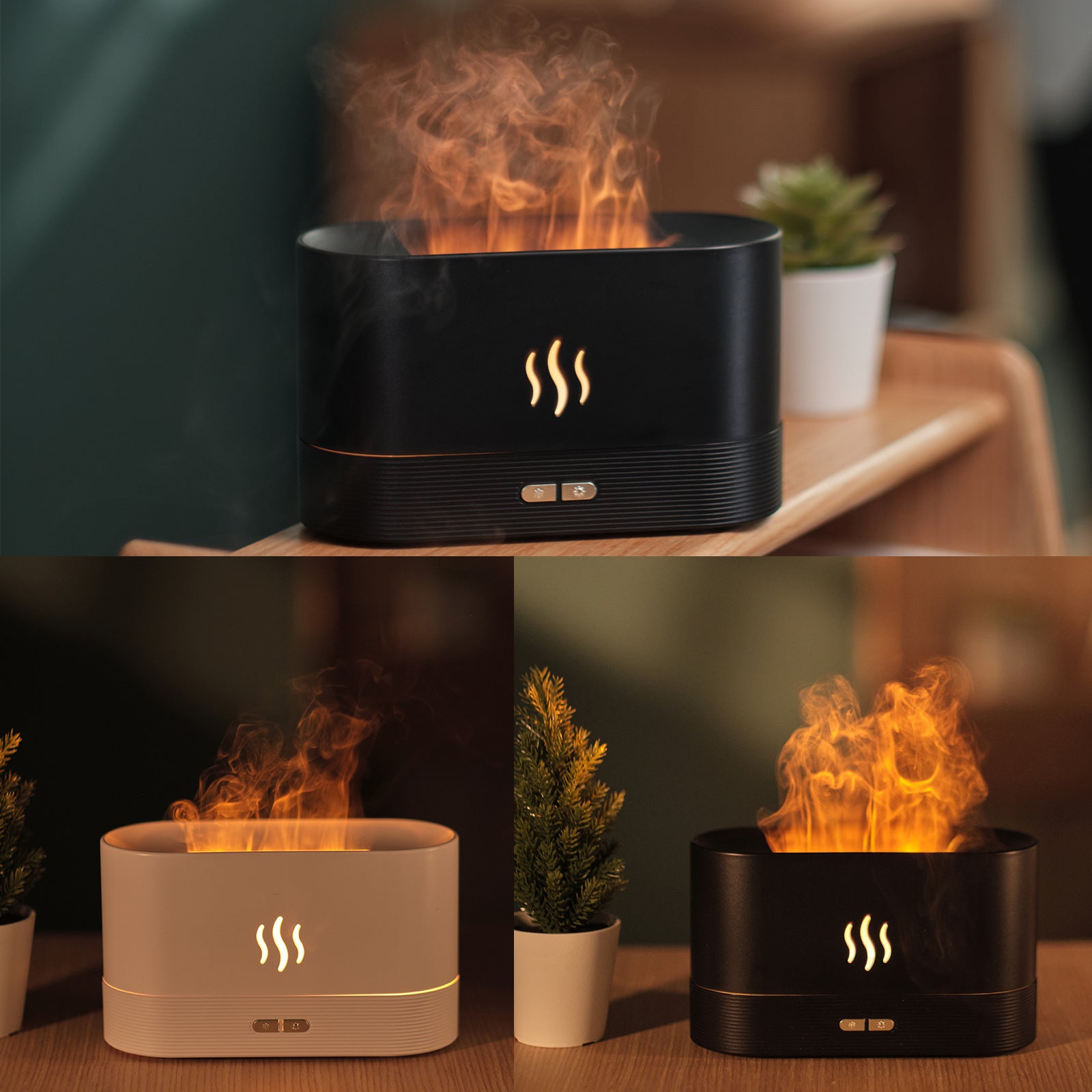 Aroma Diffuser With Flame Light Mist  by Velora